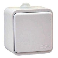 Розетка Клио 1-ая белый с/з крышка IP44 (10/200)