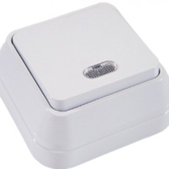 Выключатель Makel накладной 1 кл. белый подсветка (10/100)