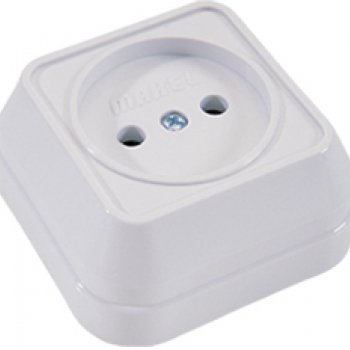 Розетка Makel накладная 1-ая б/з белая (10/100)