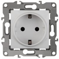 Механизм розетки Эра 12 1-ая с заземлением белый (10)