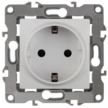 Механизм розетки Эра 12 1-ая с заземлением белый (10)