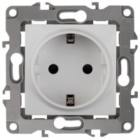 Механизм розетки Эра 12 1-ая с заземлением без лапок белый (10)