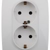 Розетка Эра 12 2-ая с заземлением шторки белый (6)