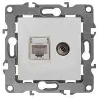 Механизм розетки Эра 12 RJ45+телевизионная белый (10)