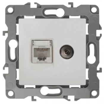 Механизм розетки Эра 12 RJ45+телевизионная белый (10)