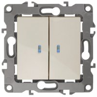 Механизм выключателя Эра 12 2кл подсветка слоновая кость (10)