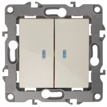 Механизм выключателя Эра 12 2кл подсветка слоновая кость (10)