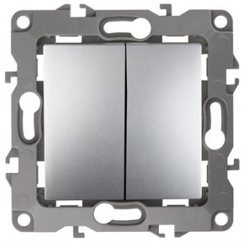 Механизм выключателя Эра 12 2кл без лапок алюминий (10)