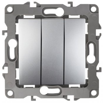 Механизм выключателя Эра 12 3кл алюминий (10)