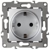 Механизм розетки Эра 12 1-ая с заземлением алюминий (10)