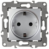 Механизм розетки Эра 12 1-ая с заземлением алюминий (10)