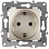 Механизм розетки Эра 12 1-ая с заземлением без лапок шампань (10)