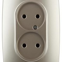 Розетка Эра 12 2-ая без заземления в сборе шампань (10)