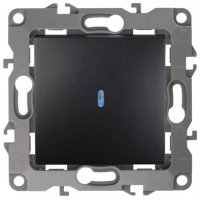 Механизм выключателя Эра 12 1кл подсветка антрацит (10)