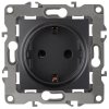 Механизм розетки Эра 12 1-ая с заземлением антрацит (10)