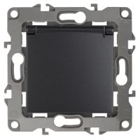 Механизм розетки Эра 12 1-ая с заземлением крышка антрацит (10)
