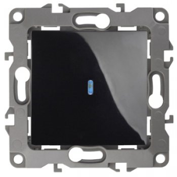 Механизм выключателя Эра 12 1кл подсветка чёрный (10)