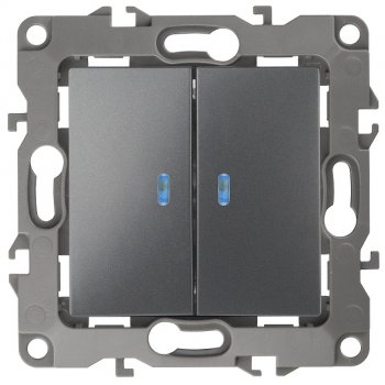 Механизм выключателя Эра 12 2кл подсветка графит (10)