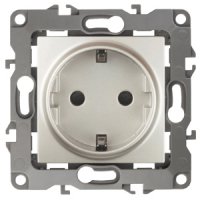 Механизм розетки Эра 12 1-ая с заземлением без лапок перламутр (10)