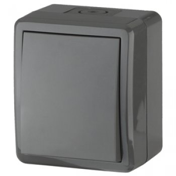 Выключатель Эра Эксперт 1кл IP54 подсветка серый (16)