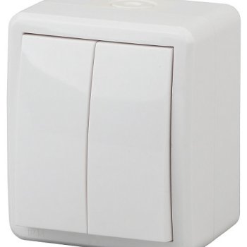 Выключатель Эра Эксперт 2кл IP54 подсветка белый (16)