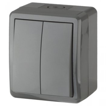 Выключатель Эра Эксперт 2кл IP54 серый (16)