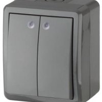 Выключатель Эра Эксперт 2кл IP54 подсветка серый (16)