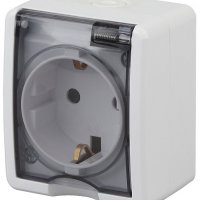 Розетка Эра Эксперт 1-ая IP54 с заземлением белый (16)