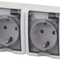 Розетка Эра Эксперт 2-ая IP54 с заземлением шторки белый (8)