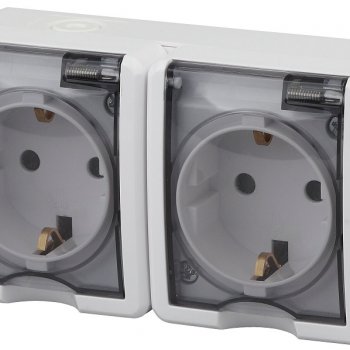 Розетка Эра Эксперт 2-ая IP54 с заземлением шторки белый (8)