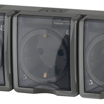 Розетка Эра Эксперт 3-ая IP54 с заземлением серый (5)